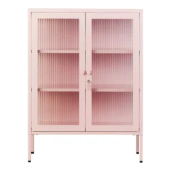 Cabinet en acier rose blush et verre cannelé 74x40x100cm The Mixer - Mustard Made