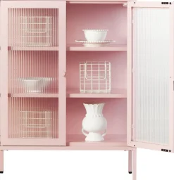 Cabinet en acier rose blush et verre cannelé 74x40x100cm The Mixer - Mustard Made