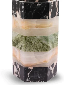 Cache-pot en marbre et onyx 15x25cm Emma Antique - Studio Gaïa