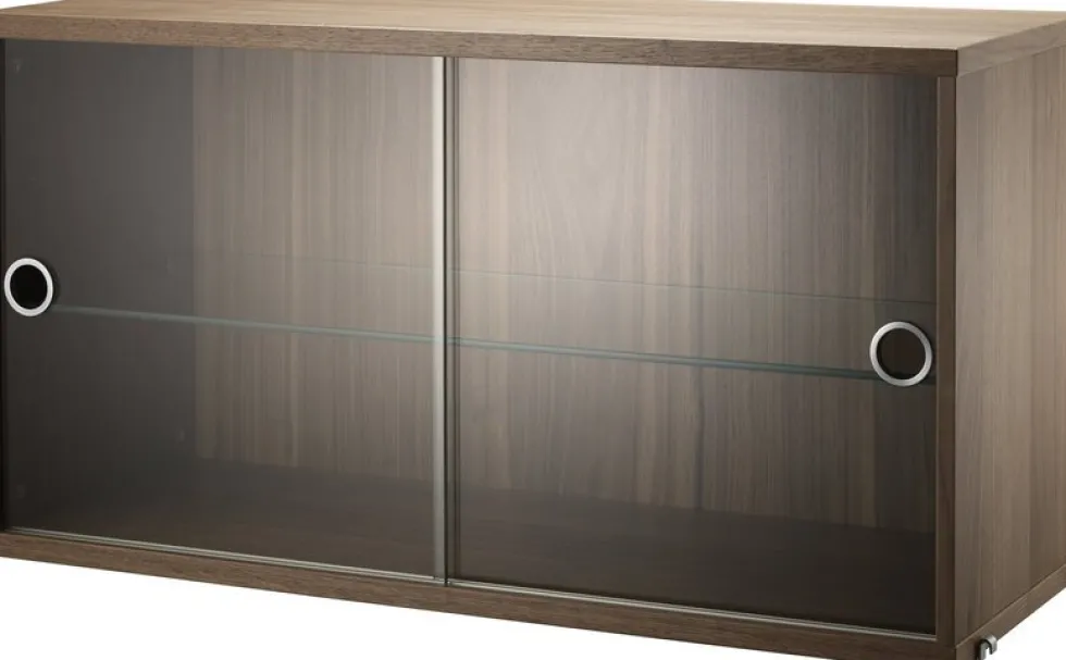 Caisson en noyer 2 portes coulissantes en verre - String furniture