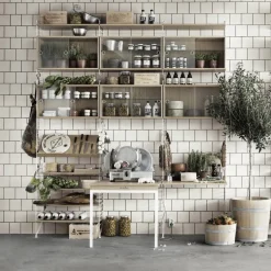 Caisson en noyer 2 portes coulissantes en verre - String furniture