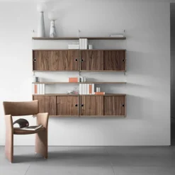 Caisson 2 portes coulissantes en noyer 78 x 20 x 37 cm - String furniture