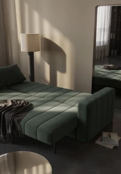 Canapé convertible avec accoudoirs en tissu avella pine green 143-200cm Akello - Innovation Living