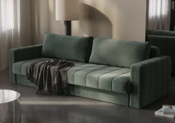 Canapé convertible avec accoudoirs en tissu avella pine green 143-200cm Akello - Innovation Living