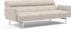 Canapé convertible avec accoudoirs pieds silver et avella sand 125-200cm Jillis - Innovation Living
