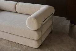 Canapé convertible avec deux coussins d'angles en polyester recyclé beige 200x90x65cm Circlus - Inovation Living