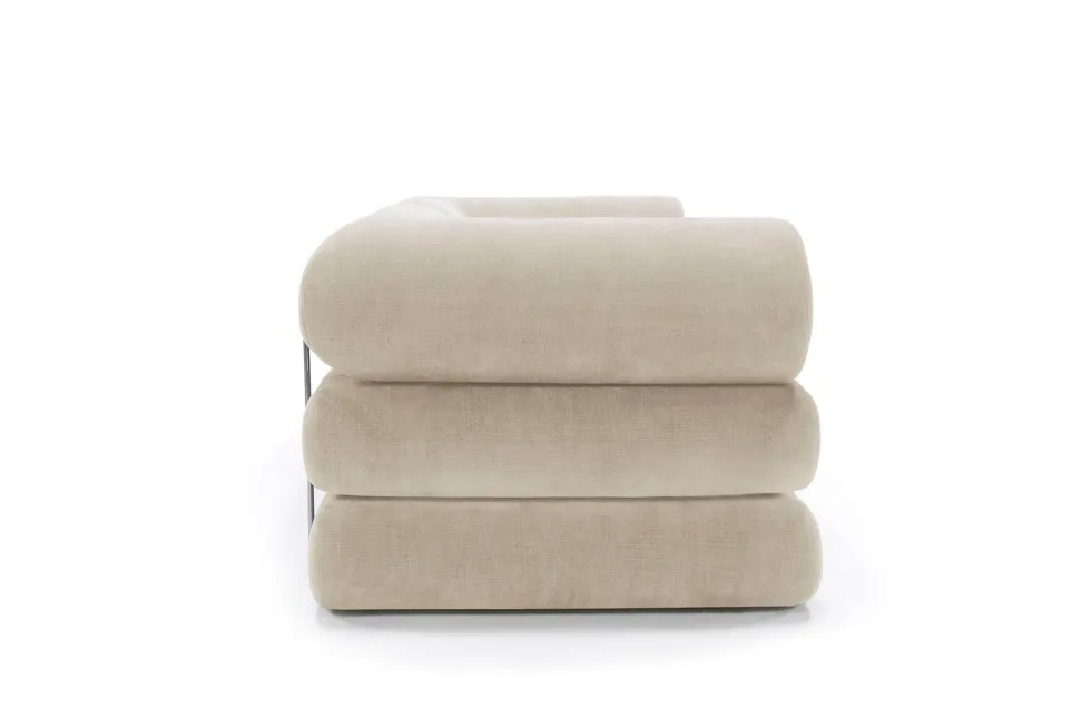 Canapé convertible avec deux coussins d'angles en polyester recyclé beige 200x90x65cm Circlus - Inovation Living