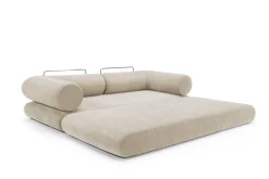 Canapé convertible avec deux coussins d'angles en polyester recyclé beige 200x90x65cm Circlus - Inovation Living