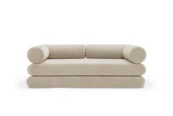 Canapé convertible avec deux coussins d'angles en polyester recyclé beige 200x90x65cm Circlus - Inovation Living