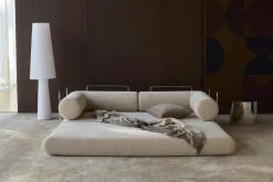 Canapé convertible avec deux coussins d'angles en polyester recyclé beige 200x90x65cm Circlus - Inovation Living