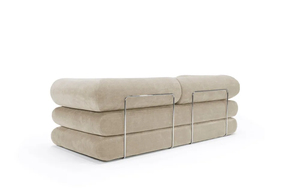 Canapé convertible avec deux coussins d'angles en polyester recyclé beige 200x90x65cm Circlus - Inovation Living