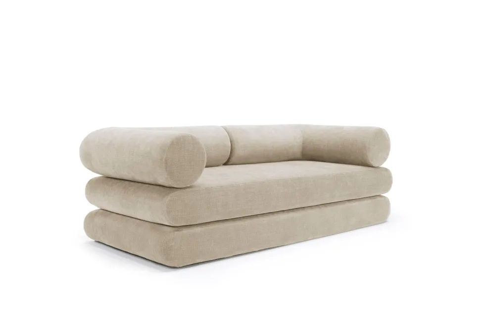 Canapé convertible avec deux coussins d'angles en polyester recyclé beige 200x90x65cm Circlus - Inovation Living