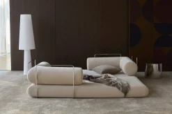 Canapé convertible avec deux coussins d'angles en polyester recyclé beige 200x90x65cm Circlus - Inovation Living