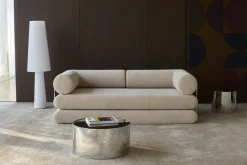 Canapé convertible avec deux coussins d'angles en polyester recyclé beige 200x90x65cm Circlus - Inovation Living