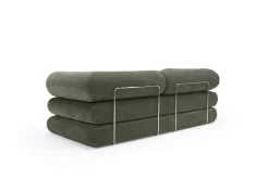 Canapé convertible avec deux coussins d'angles en polyester recyclé kaki 200x90x65cm Circlus - Inovation Living