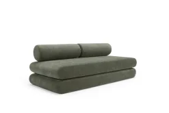 Canapé convertible avec deux coussins ronds en polyester recyclé kaki 200x90x65cm Circlus - Inovation Living