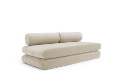 Canapé convertible avec deux coussins ronds en polyester recyclé beige 200x90x65cm Circlus - Inovation Living