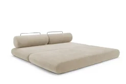 Canapé convertible avec deux coussins ronds en polyester recyclé beige 200x90x65cm Circlus - Inovation Living
