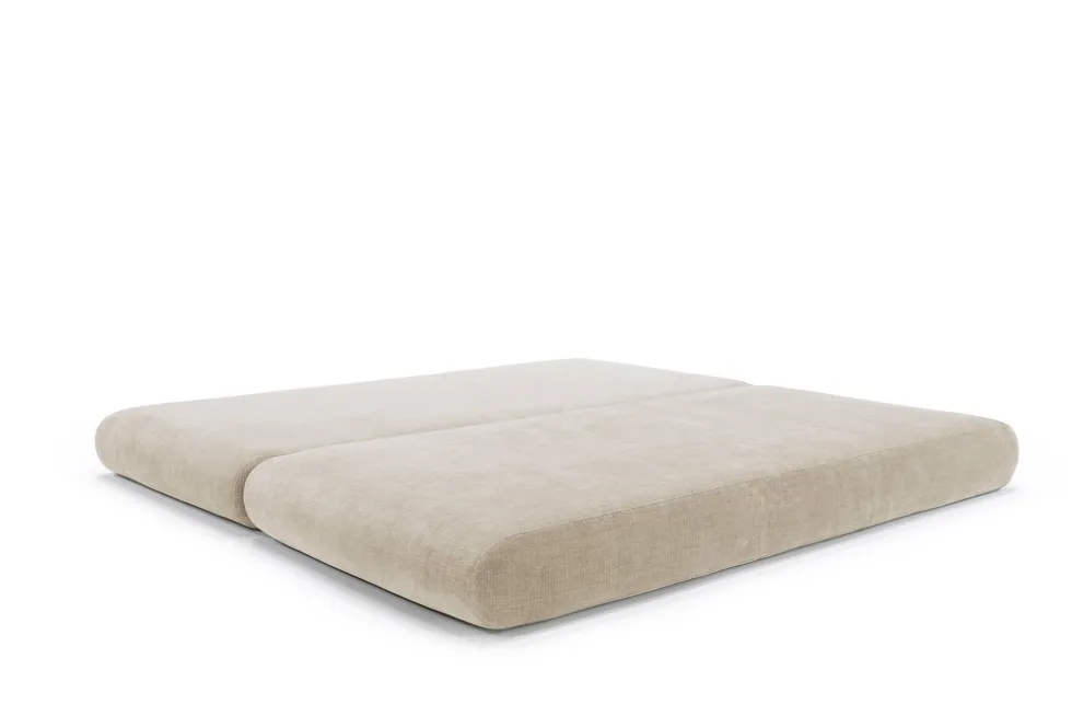 Canapé convertible avec deux coussins ronds en polyester recyclé beige 200x90x65cm Circlus - Inovation Living