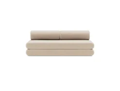 Canapé convertible avec deux coussins ronds en polyester recyclé beige 200x90x65cm Circlus - Inovation Living