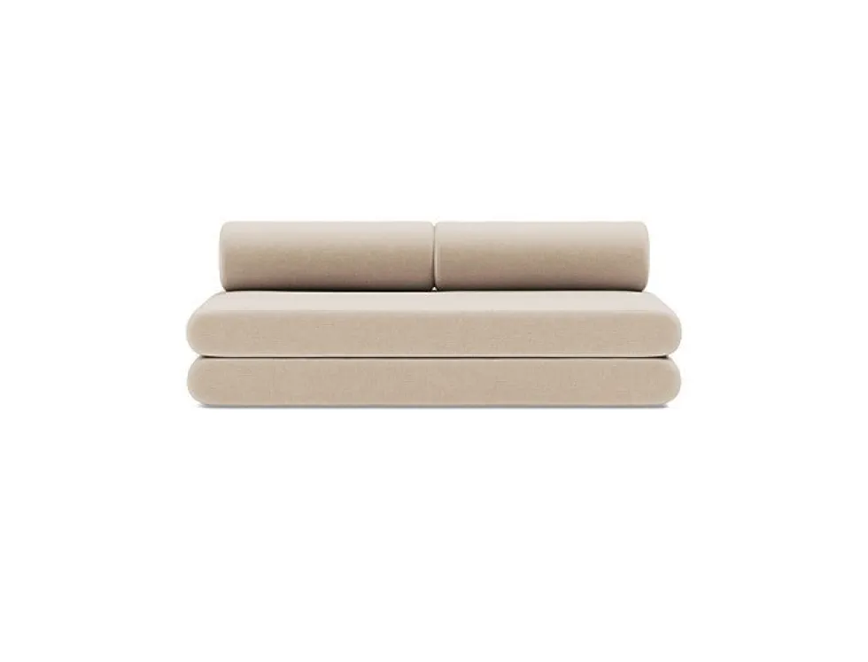 Canapé convertible avec deux coussins ronds en polyester recyclé beige 200x90x65cm Circlus - Inovation Living