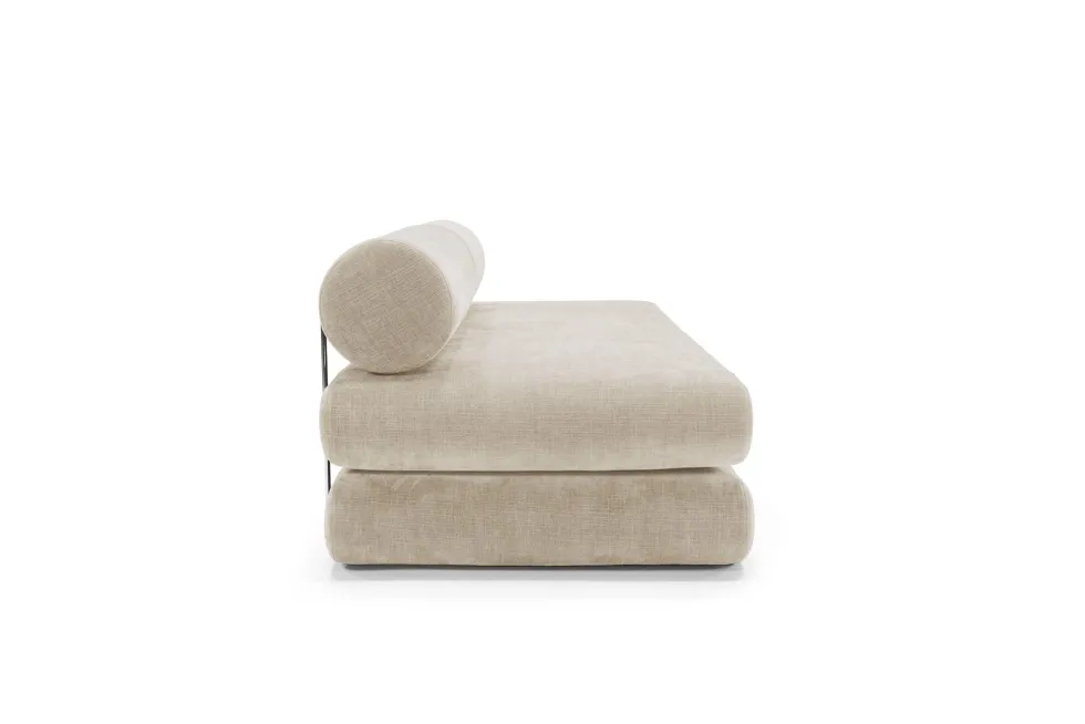 Canapé convertible avec deux coussins ronds en polyester recyclé beige 200x90x65cm Circlus - Inovation Living