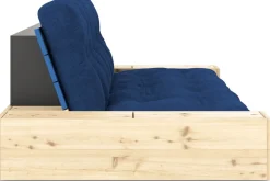 Canapé convertible avec rangement en pin dossier et matelas bleu royal Base - Karup Design