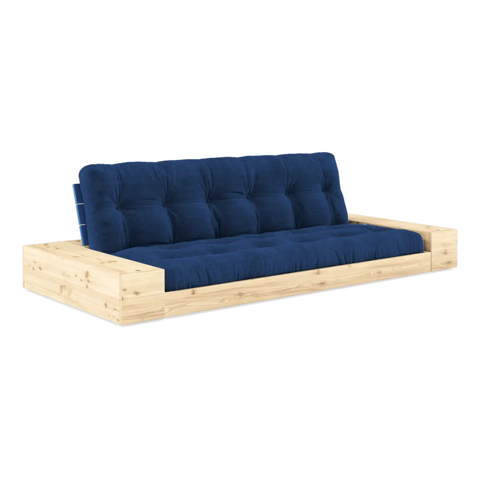 Canapé convertible avec rangement en pin dossier et matelas bleu royal Base - Karup Design