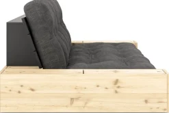 Canapé convertible avec rangement en pin dossier noir et matelas anthracite Base - Karup Design