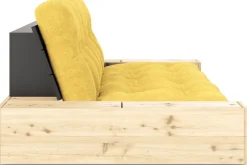 Canapé convertible avec rangement en pin dossier noir et matelas ivoire Base - Karup Design