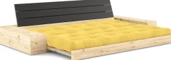 Canapé convertible avec rangement en pin dossier noir et matelas ivoire Base - Karup Design