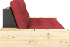 Canapé convertible avec rangement en pin dossier noir et matelas caramel Base - Karup Design