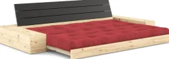 Canapé convertible avec rangement en pin dossier noir et matelas caramel Base - Karup Design