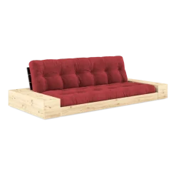 Canapé convertible avec rangement en pin dossier noir et matelas caramel Base - Karup Design