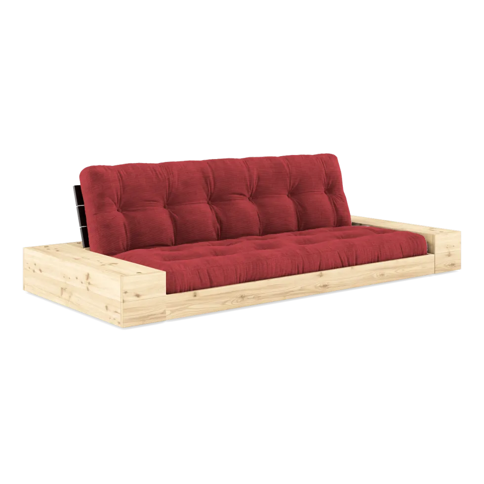 Canapé convertible avec rangement en pin dossier noir et matelas caramel Base - Karup Design