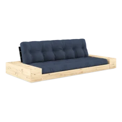 Canapé convertible avec rangement en pin dossier noir et matelas bleu marine Base - Karup Design