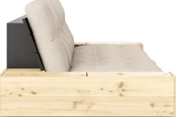 Canapé convertible avec rangement en pin dossier noir et matelas beige Base - Karup Design
