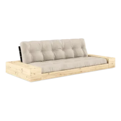 Canapé convertible avec rangement en pin dossier noir et matelas beige Base - Karup Design