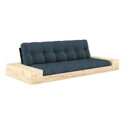 Canapé convertible avec rangement en pin dossier noir et matelas bleu pétrole Base - Karup Design
