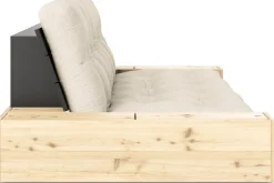 Canapé convertible avec rangement en pin dossier noir et matelas en lin Base - Karup Design