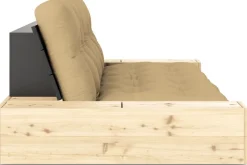 Canapé convertible avec rangement en pin dossier noir et matelas wheat beige Base - Karup Design