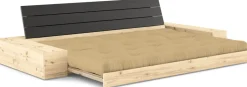 Canapé convertible avec rangement en pin dossier noir et matelas wheat beige Base - Karup Design