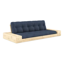 Canapé convertible avec rangement en pin et matelas bleu marine 244x110x72 cm Base - Karup Design