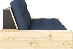 Canapé convertible avec rangement en pin et matelas bleu marine 244x110x72 cm Base - Karup Design