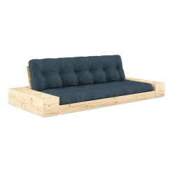 Canapé convertible avec rangement en pin et matelas bleu pétrole 244x110x72 cm Base - Karup Design
