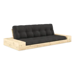 Canapé convertible avec rangement en pin et matelas gris foncé 244x110x72 cm Base - Karup Design