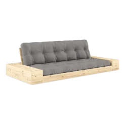 Canapé convertible avec rangement en pin et matelas gris 244x110x72 cm Base - Karup Design