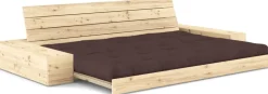 Canapé convertible avec rangement en pin et matelas marron 244x110x72 cm Base - Karup Design