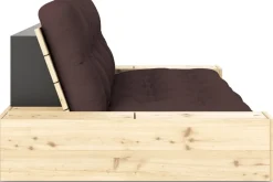 Canapé convertible avec rangement en pin et matelas marron 244x110x72 cm Base - Karup Design