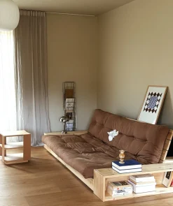 Canapé convertible avec rangement en pin et matelas mocca 244x110x72 cm Base - Karup Design